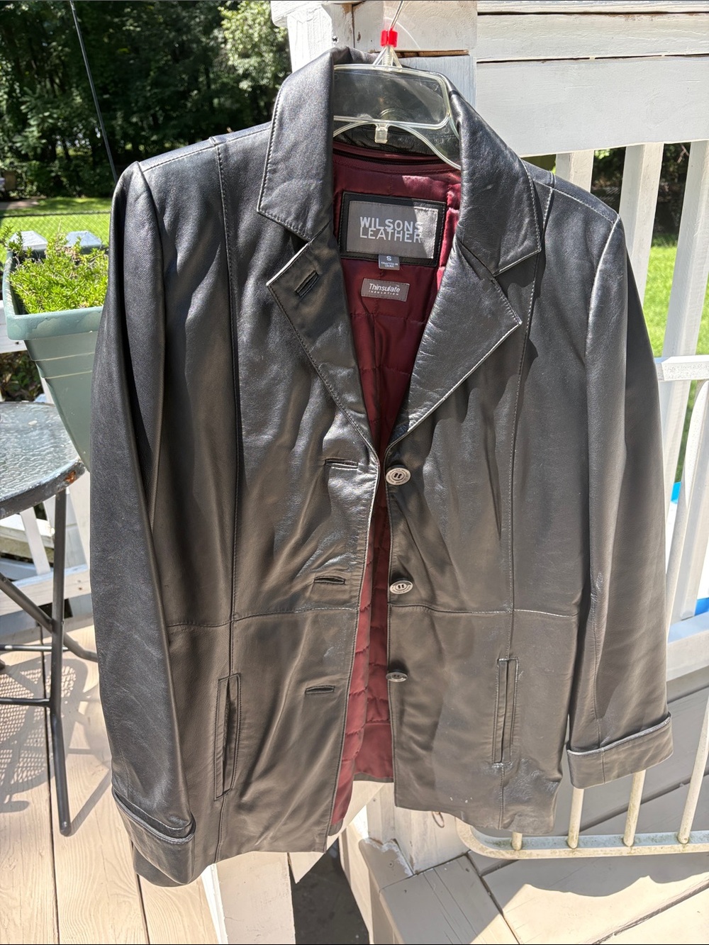 Wilsons Leather ladies Black Leather Button Front Jacket